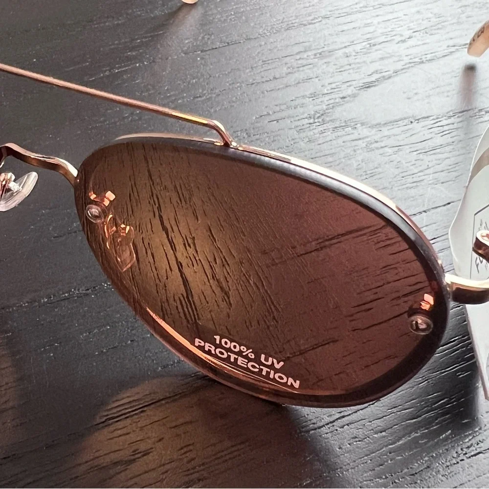 Fossil Rose Gold Metal Aviator Sunglasses 57mm